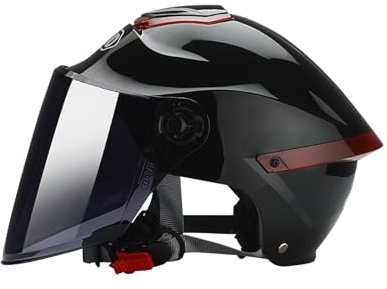 BOSERMEM Casco Aperto Classico, Mezzo Casco Con Visiera, Fibbia a 7 Sezioni, Calotta In 709abs Combinata Con Strato Di Ammortizzazione Eps