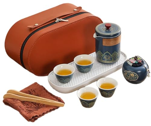 Bosiyrggrl Juego de Té de Viaje Portátil Juego de Té de Viaje Portátil Tetera de Cerámica