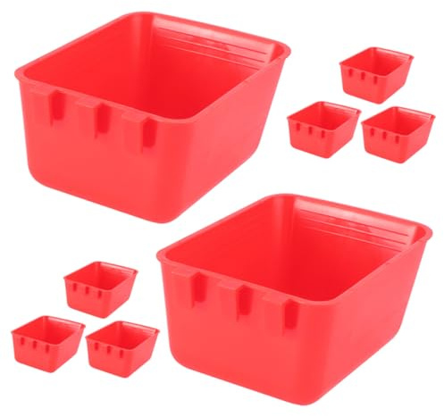 ULTECHNOVO Set 8 Ciotole Morsetto per Mangiatoia Uccelli e Polli, Ciotola per Cibo e Acqua Sospesa per Gabbia, Materiale Sicuro e Leggero, Facile da Pulire e Installare, Adatto