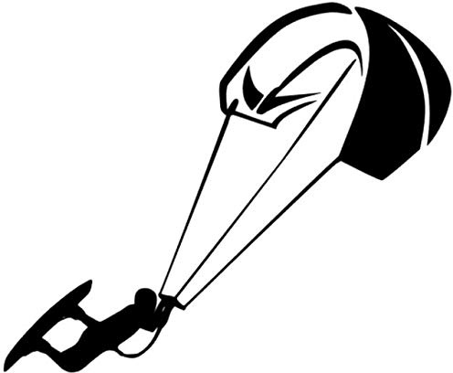 Generic Kite Surfing Sticker in Schwarz, 20cm, Sport, Kunststoff