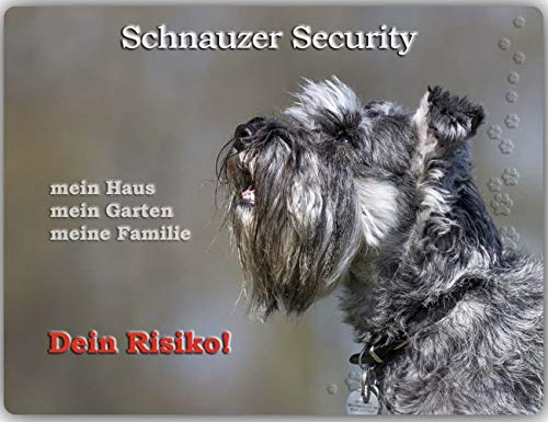 Merchandise for Fans Warnschild - Schild aus Aluminium - 20x30cm Motiv: Schnauzer/Zwergschnauzer Security (01)