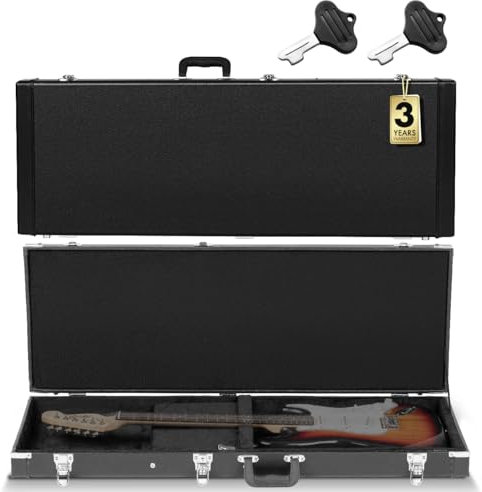 CAHAYA E-gitarrenkoffer Hartschalenkoffer für E-Gitarren Tragbarer Quadratischer Gitarrenkoffer Hardshell Schwarz CY0209