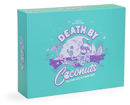 Bubblegum Stuff Death by Coconuts - Risk and Reward Family Board Game - 250 Cards - 2-8 Players - Suitable for Adults and Teenagers