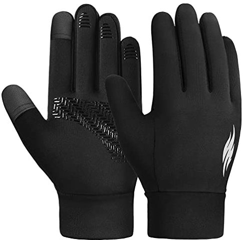 OOPOR Gants d'hiver Chaud Ecran Tactile Enfant - Gants de Cyclisme Antidérapants Anti Froid Coupe-Vent Mitain De Sport d'hiver Noir pour Garcons Filles Velo VTT Moto Conduite Ski Neig Ado Cadeau