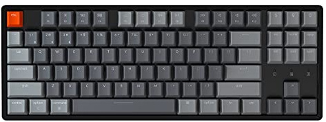 Keychron K8 Wireless Gaming Mechanical Keyboard, 87 Keys, US Layout, RGB Light, Gateron G Pro Mechanical Switch, Aluminum Frame, Type-C Wired Wireless, Mac Windows Compatible, N Key Rollover