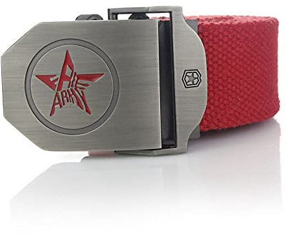 Herren Military Tactical Canvas Gürtel - Red Star Plus Size Schnellverschluss-Schnallen-Gurtband, 1,5 Extra Lange Strapazierfähige Nylon Outdoor-Gürtel, Trainings-Sportjeans 200Cm,Rot,160Cm(