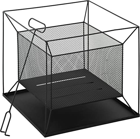 Outsunny Braciere da Giardino Portatile in Metallo, Braciere da Esterno con Design Sospeso e Attizzatoio, 45x45x43cm Nero