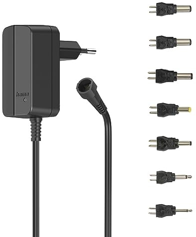 Hama Universal Netzteil einstellbar 12V (Ladegerät regelbar, AC Adapter 600mA, 7,2W, max. 12V, inkl. 7 Stecker USB u. DC, Schaltnetzteil für Lautsprecher, Tablet und mehr Haushaltselektronik)