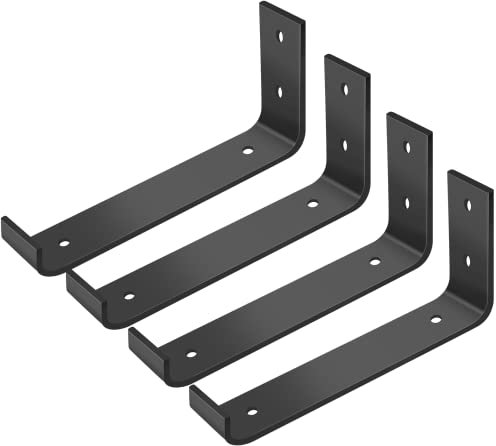 LONENESSL Metall-Regalhalterungen, Wandmontage, strapazierfähig, schwarzes Eisen, schwebende Regalhalterung, Edelstahl, langlebige Gerüstbrettregale