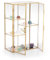 TOLIDA Gold Brass Glass Display Organizer Cabinet with Doule Doors and Lock - 5 Slots Tabletop Storage Holder, Figures Display Case, Decorative Tower Box for Gemstones Agates Rocks Amber