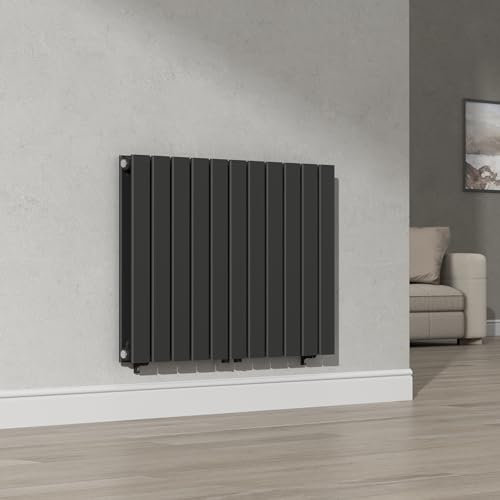 [neu.haus] Termosifone da Parete Radiatore Design Riscaldamento ad Acqua Calda Termoarredo a Pannello Doppio con Elementi Piatti 60 x 80 cm - Nero
