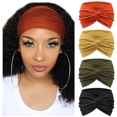 DRESHOW 4 Piezas Diadema Para Mujer Turbante Bohemia Elástico Cinta Banda para El Cabello Diadema Accesorios Para El Cabello