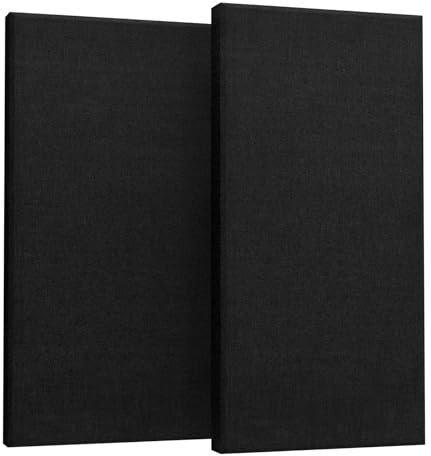UMIACOUSTICS 2 PCS Acoustic Panel, 47.2 x 23.6 x 2 Fiberglass Sound Proof Wall Panels, Sound Absorbing Panels for Studios, Office, Home Theater. Black