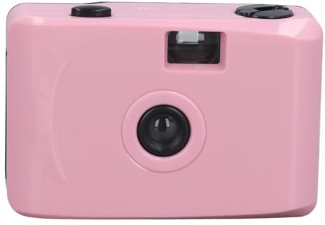 35mm Reloadable Film Camera, Focus Vintage Film Camera with Waterproof Case, Shutter Speed 1/100s F/9 28MM Lens, for Summer Beach Vacation Camp Snorkeling Trip (Light Pink)