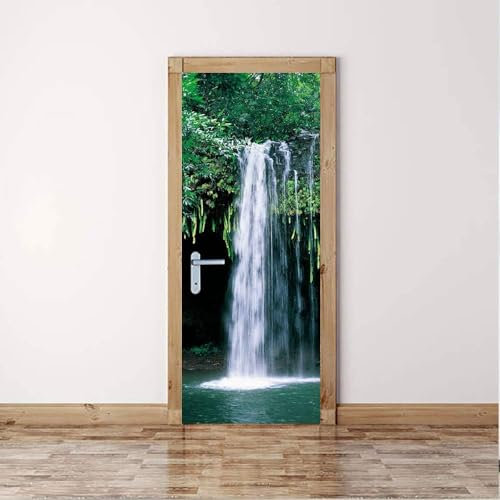 Türtapete 3D Selbstklebend Türposter - Wasserfall-Naturlandschaft 90 X 200 Cm - Türaufkleber Fototapete Abziehen Und Aufkleben Türfolie Poster - Kinderzimmer Wohnzimmer Küche Schlafzimmer Tür 0