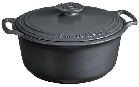Emile Henry Made in France SUBLIME Ceramic 7.5 qt. Round Dutch Oven Graphite