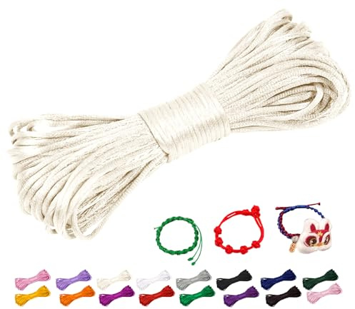 CAMAL 2mm Filo per Braccialetti, Fili Nylon per Braccialetti 20m Filo Nylon Cordoncino per Collane Fai Da Te, Cordino per Braccialetti, Gioiello, Perline, Artigianato (Beige)
