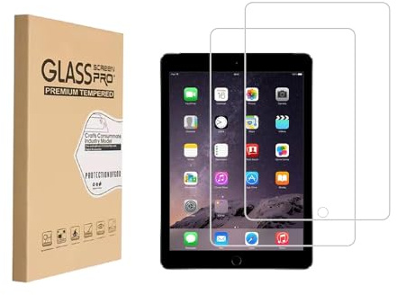 Shunwige Diseñado para iPad 9.7 pulgadas 6ª 5ª / iPad Pro 9.7 2016 / iPad Air 2 / iPad Air 1 Protector de pantalla de cristal templado 9H anti arañazos HD transparente sin burbujas(2pcs)