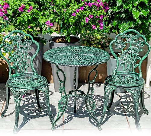 3-teiliges Bistro-Set aus Aluminiumguss, Terrassenmöbel-Set für Garten und Veranda, mit Bistrotisch und Stühlen