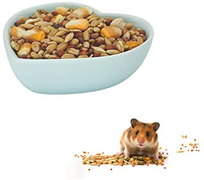 LuckyOpt Ciotola per criceti, in ceramica, a forma di cuore, lavabile, per piccoli animali, per porcellini d'India, gerbilli, ricci, cincillà, pappagalli (blu)
