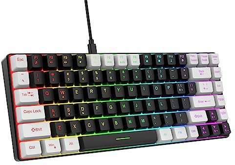 LICAEVEY Tastiera da gioco, tastiera cablata retroilluminata RGB, 84 tasti, tastiera meccanica silenziosa per giocatori PC, dattilografi, viaggi, facile da trasportare (Nero)
