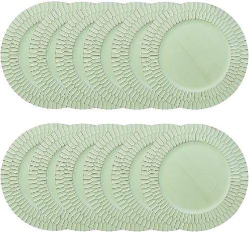 Omuriko Green Charger Plates Set of 12, 13 Plastic Chargers for Dinner Plates, Thanksgiving, Christmas Party Banquet Serveware Supplies