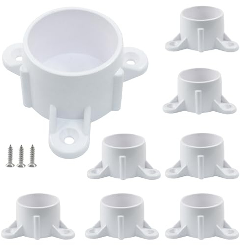 Marvexi 1.25 PVC Table Leg Cap Pipe Flange 1 1/4 Fittings Furniture Grade Pipe Holder, PVC mounting Bracket with Screws(8Pcs)