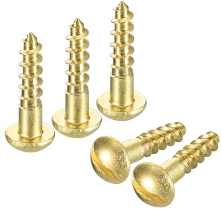 QUARKZMAN 4 Pcs Vis À Bois M5 x 20mm À Tête Ronde Fendue En Laiton | Auto-Taraudeuses, Vis Pour Travail Du Bois