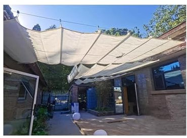 Retractable Wave Sun Shade Canopy, Freestanding Shelter Pergola Cover Slide Wire Awning Sail (Water Permeable) for Garden Yard Pavilion Grill, Custom(1.8x3m)