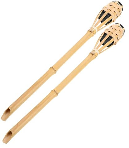 SEWOART 2 Piezas antorcha de bambú decoración apoyo de la antorcha encendida iluminacion exterior lampara de jardin antorcha al aire de bambú antorcha de para el paisaje Beige