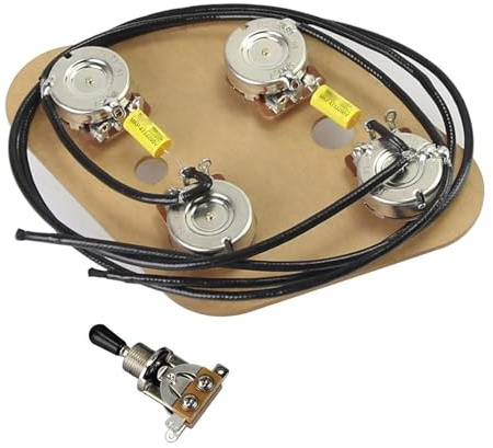 Gitarr Ledningssele 2T2V Förkopplad Kabelhärva Kit 500K 3 Vägsbrytare För LP Elgitarr