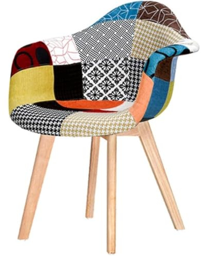 buybuy SET 4 Poltroncine serie Picasso in PP con seduta in spugna ricoperta con stoffa in stile patchwork, piedi in legno di faggio Patchwork