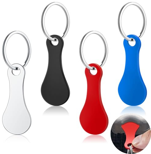 Shimeyao 4 Pcs Portable Aluminum Alloy Key Ring Shopping Cart Trolley Tokens Quarter Keychains Gift for Men Women Valentines(Colorful)