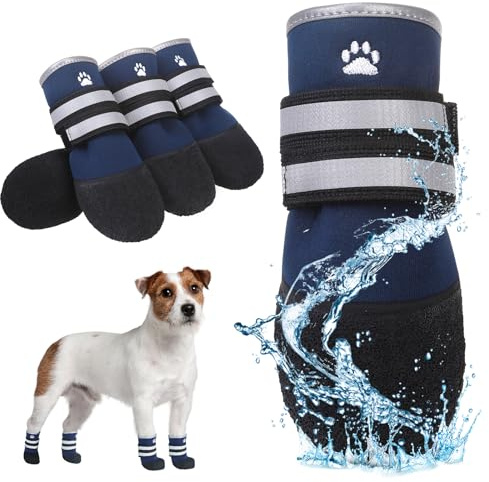 KOOLTAIL Dog Shoes for hot/Cold Pavement, Waterproof Dog Booties to Prevent Licking for Small Medium Large Size Dogs, Anti-Slip Dogs Boots & Paw Protectors Socks for Hardwood Floor
