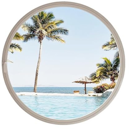 LYMGRZ Fenêtre Ronde en Alliage d'aluminium avec Verre trempé, éclairage Rotatif à 360 °, Ventilation, pour sous-Sol, Grenier, Salon et Bureau (Blanc, 60 cm)