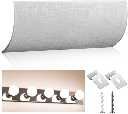 Geelin Moderne Vanity Light Cover Conversion Kit 26 W White Textured Fabric Bathroom Light Cover Shade DIY Lampshade (No Wiring) Stylish for Home Apartments Condo Residences