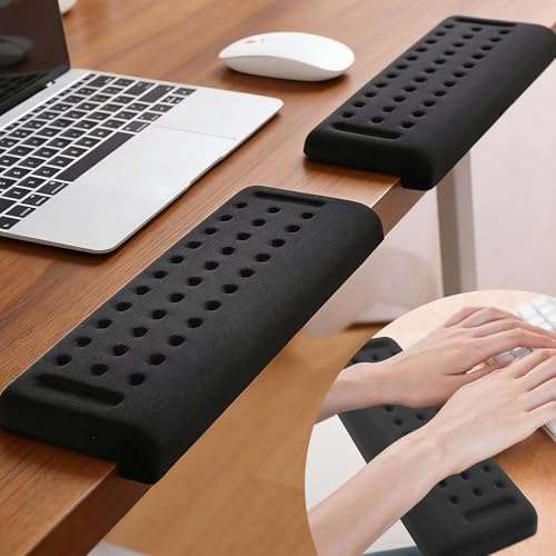2 Stück Handballenauflage mit Memory-Schaum, L-Förmige Handgelenkstütze für Tastatur & Mauspad, 30x10cm Dicke Handauflage mit Rutschfester Silikonbasis für Büro und Gaming