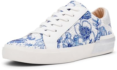 Betsey Johnson Women's Damon Sneaker, White Blue Floral, 7 M