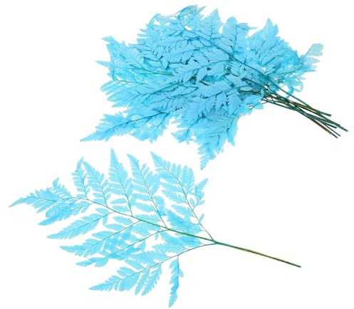 VANZACK Bouquet di Felci Finte per Decorazioni Casa e Vaso, Foglie Blu che Non Appassiscono, Materiale per Arredare Balconi e Ambienti Domestici