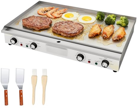 MOOTACO 73cm Elektrische Grillplatte Gastro Elektrogrill mit Zeitschaltuhr | Plancha Grillplatte Elektrisch mit 73x40 cm Grillfläche, Profi Tischgrill elektrisch, Timer 0-60 Min, für Küche, Restaurant