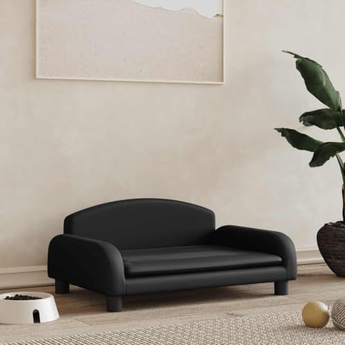 Mokuyary Hundsäng svart 70 x 45 x 30 cm konstläder hundsoffa, hundkudde, hundmatta, hundsoffa, kattsäng, husdjurssäng för hundar katter – A