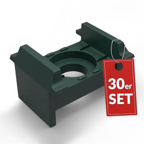 Qualinos 30x hochwertige Doppelstabmattenzaun Befestigung Zubehör Zaunhalter UV stabilisiert Grün 6005 für 40x60mm Zaunpfosten. Doppelstabmatten Halter, Zaunhalter Made in Germany