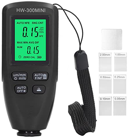 HW300 MINI Beläggningstjockleksmätare Digital färgmätare för oförstörande mätning på metallsubstrat Bärbar minitestare för industriell användning i fordon (batteri ingår ej) (Svart)