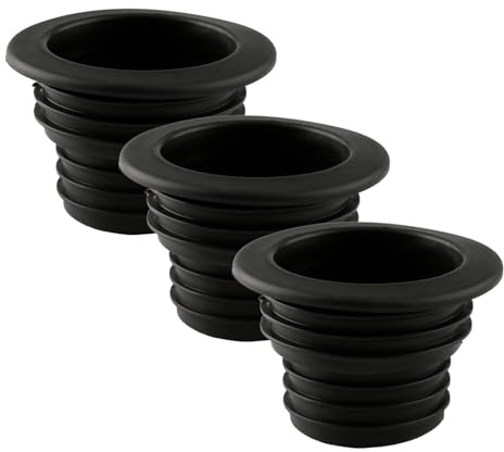Hopzab 3 PCS Universal Silicone Drain Pipe Plug, Odor-Blocking Sealing Plug for Washing Machine, Kitchen, Bathroom, Bathtub & Laundry Room, Flexible Sewer Seal Ring(Black)