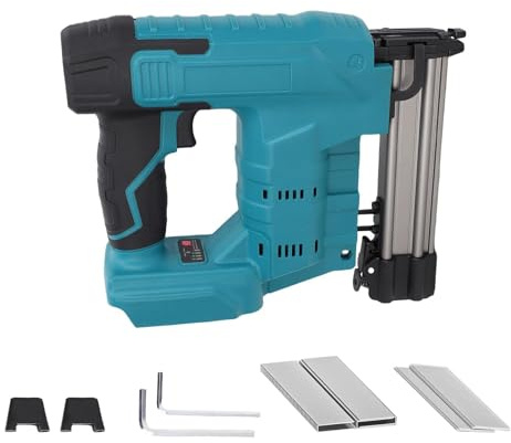 Hamwesh Pistolet à Ongles sans Fil, Agrafeuse électrique Polyvalente avec 100 Clous Droits et en Forme de N, pour le Travail du Bois (Cloueuse sans fil +200 clous)
