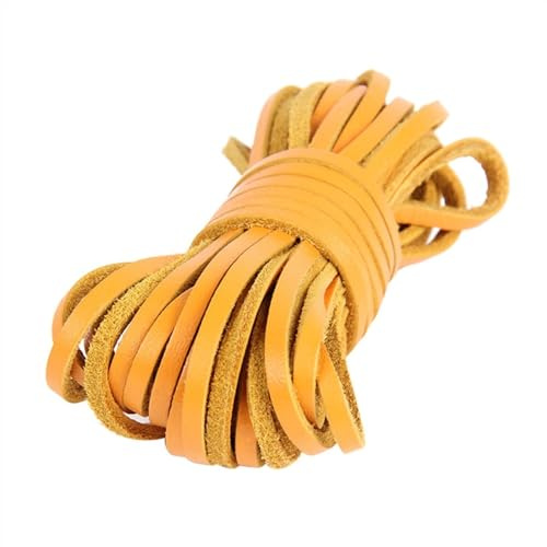 JHSDHYD Cordino Cuoio 10 Metri di Larghezza 3 mm Cordoncino Piatto in Vera Pelle Striscia Cuoio Accessori for Nastri in for creazione Gioielli bracciali in per Fai da Te(Yellow)