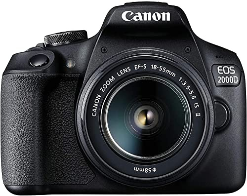 Canon EOS 2000d | Appareil Photo Réflex + (APS-C, 24.1 MP, WiFi, Full HD) + 2ème Batterie + Objectif EF-S 18-55mm f/3,5-5,6 is II stabilisé - Amazon Exclusive Noir (Reconditionné)