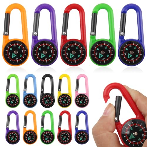 CYIOU 20 Pezzi Mini Bussola Portachiavi Multicolore Bussole con Moschettone Multifunzione Bussola Professionale per Attività All'Aperto Campeggio Escursionismo Arrampicata Viaggiare Pesca