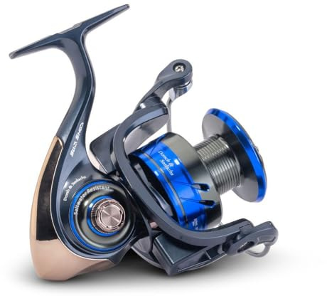 AQUANTIC Salt Shad Fishing Reel, Meeresrolle für Dorsch & Seelachs, Größe 5000, Graphit-Body, 9+1 Edelstahlkugellager, CNC-Aluminium-Handle
