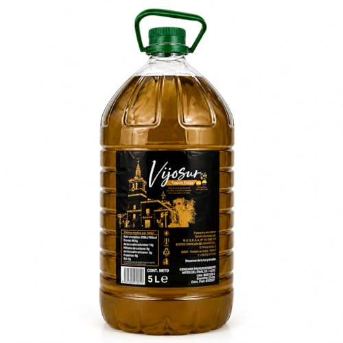 Aceite de Oliva Virgen Extra VIJOSUR – Pack 4 Garrafas 5L (20L) – Origen Granada, España – Picual Sin Filtrar – Sabor Intenso y Equilibrado